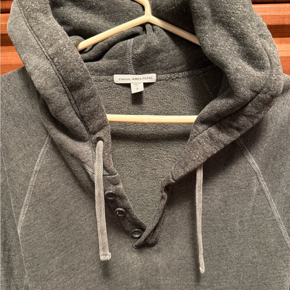 James Perse Men's Charcoal Hoodie Sweatshirt